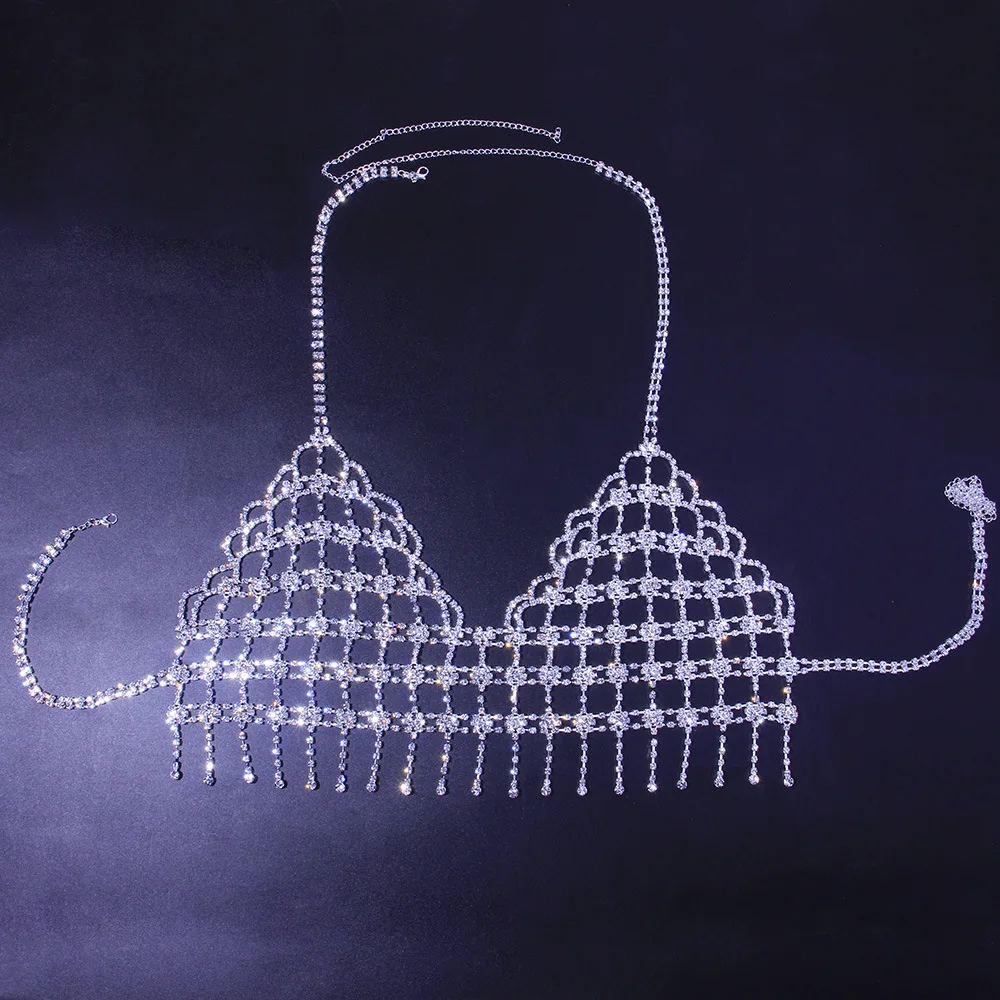 Kutocesy Körperkette Mit Strass - Verstellbare Brustkette Für Party & Festival