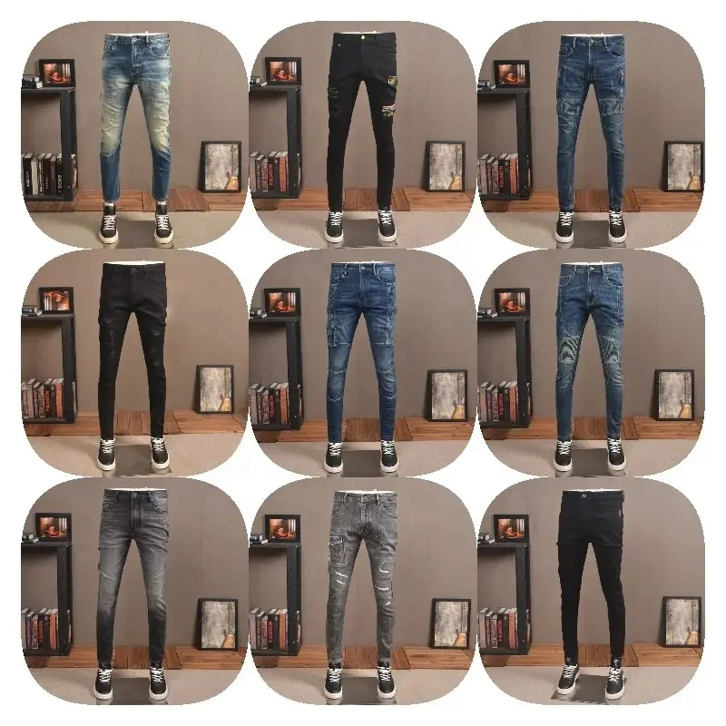 2024 new arrivals Ripped jeans streets styles purple brand jeans denim ripped men's jeans