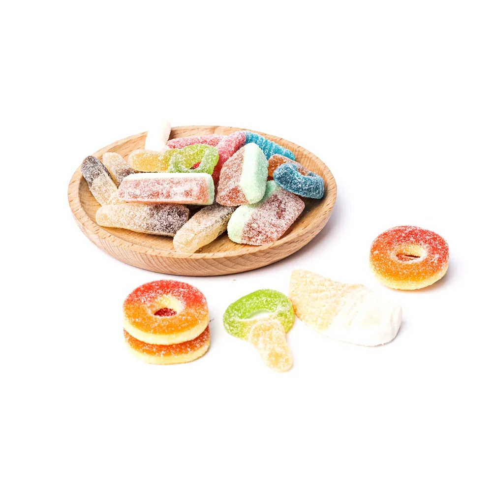 定制批发清真中式糖果零食软散装果冻糖果软糖胶盒甜辣苦味原料