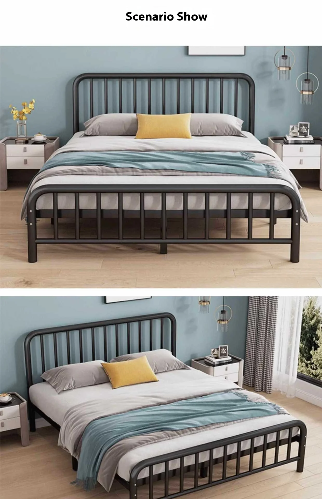 product european simple 15m single bed wrought iron bed 18m double bed modern thickened reinforced iron frame bed-2
