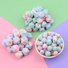 Beads Borjay New Colorful Marble Tie Dye Silicone Teething Beads