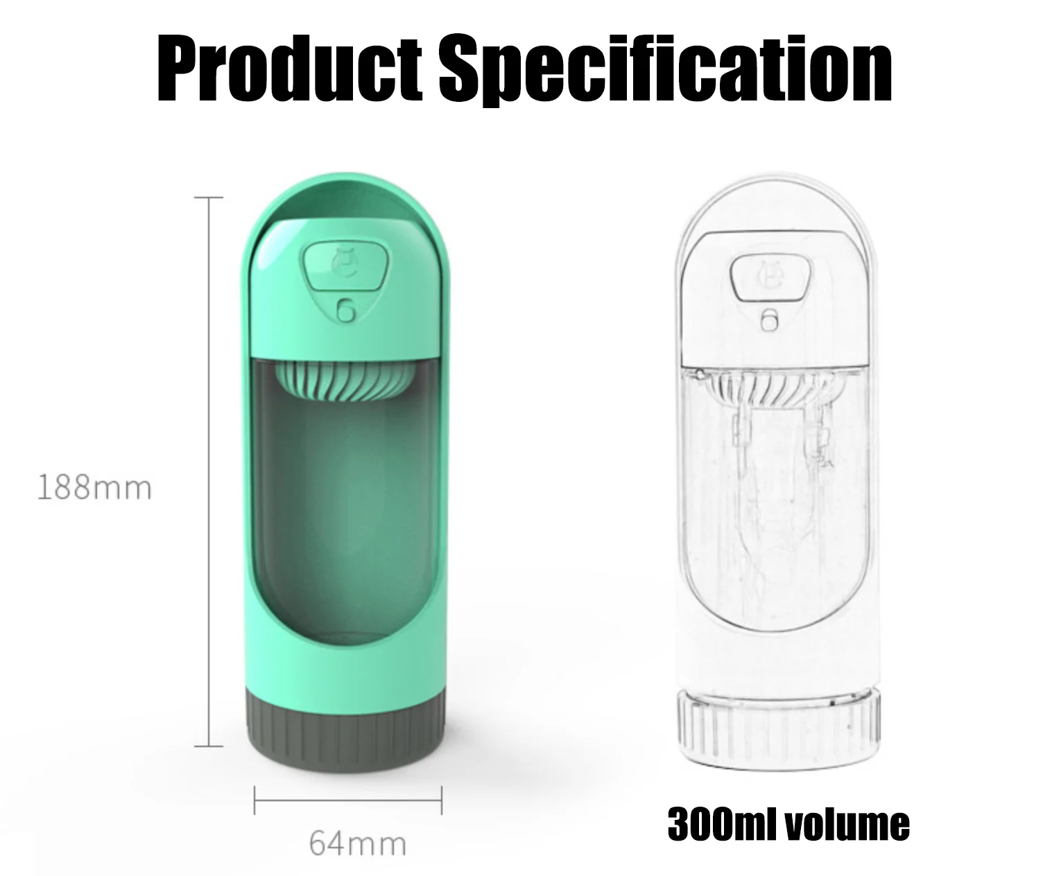 Wholesale Eco-friendly Filter 300ml Dog Water Bottle Drinking Cups  Mug Outdoor Walking