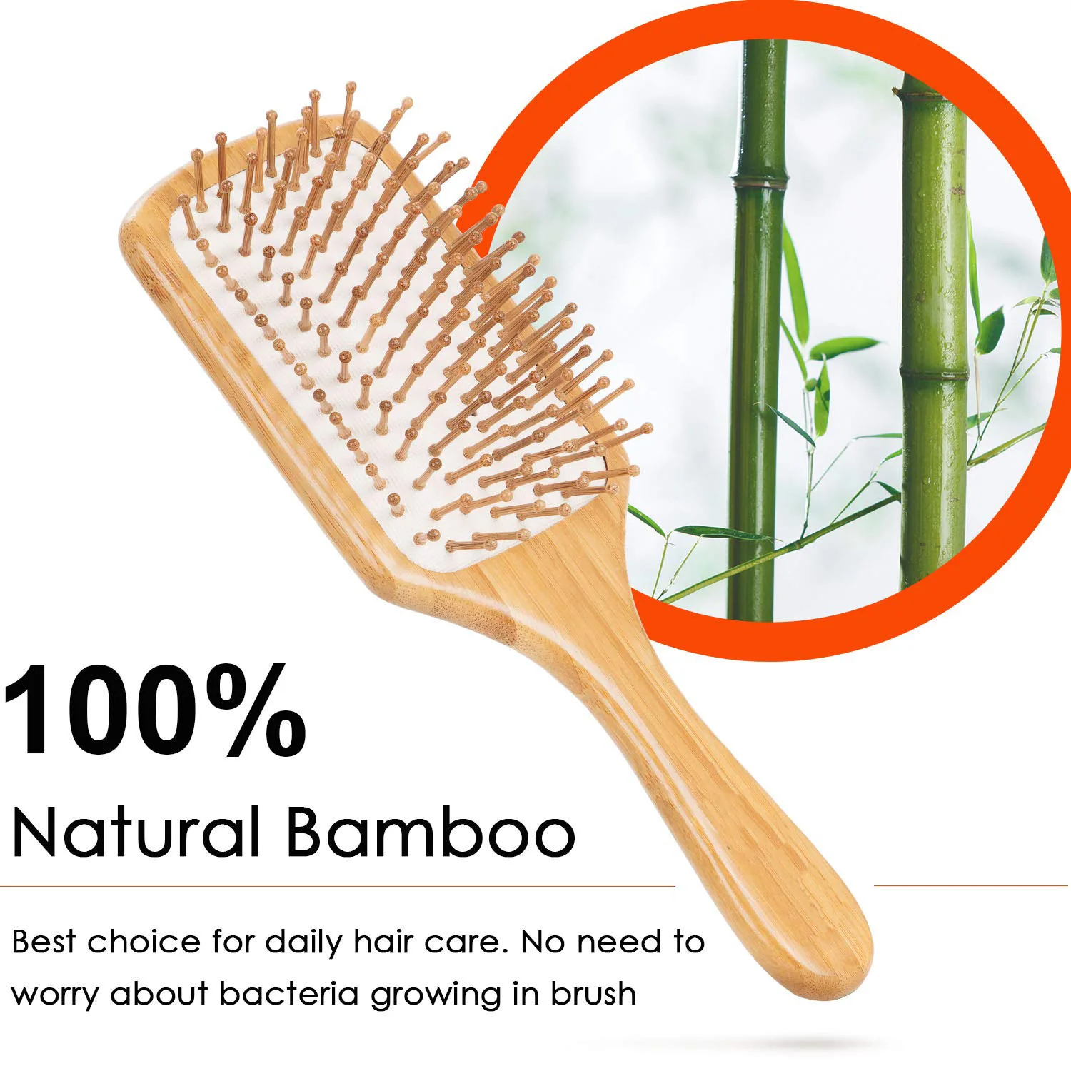 Natural Wooden Bamboo Hair Brush Detangler Paddle Comb Set Eco Friendly