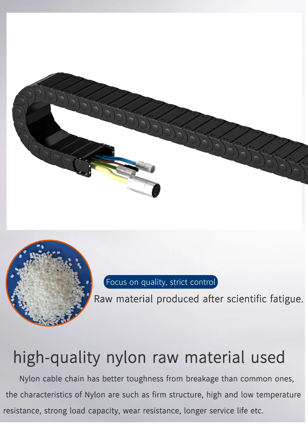 CNC工作機械アクセサリ用ナイロン密閉型ワイヤキャリア内部開口プラスチックケーブルドラッグチェーン