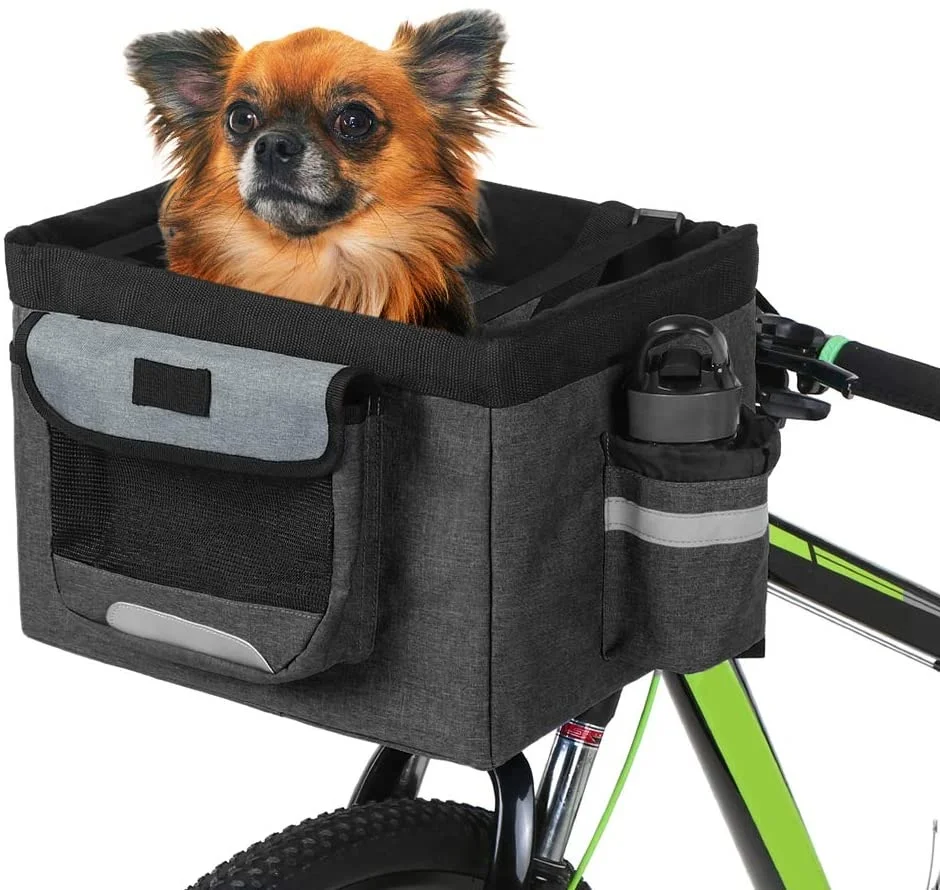 Detachable Cycling Bag Quick Release and Easy to Install Small Pets Cat Dog Folding Carrier Removable Bicycle Handlebar Front Basket URBEST Bike Basket 