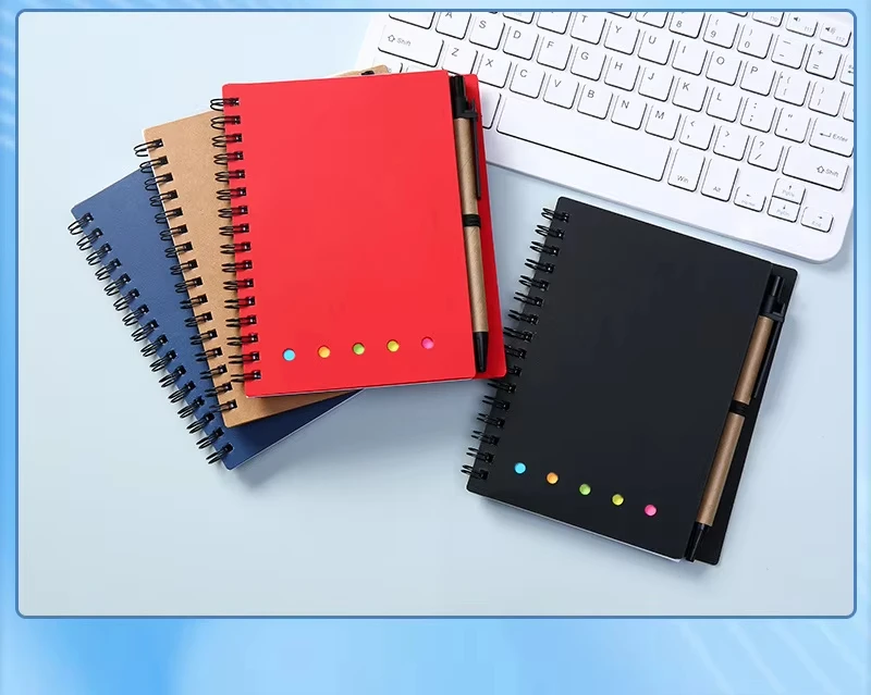 Customizable logo kraft notepad with pen memo sticky notes spiral notebook printed promotion custom notepads with pen Customizable logo kraft notepad with pen memo sticky notes spiral notebook printed promotion custom notepads with pen