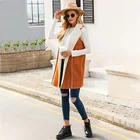 Waistcoat 2021 New Fashion Leisure Sleeve Turn-down Collar Spliced Locomotive Style Waistcoat Woman