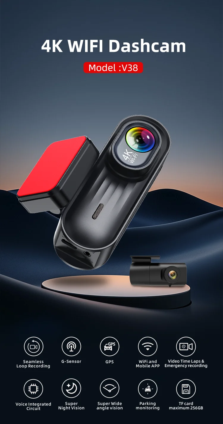 4K+2K Dual Dash Cam With Build-in 2.4G WIFI&GPS Voice Control Car Black Box Camcorder Camera 4K Dashcam for Competitively Priced details