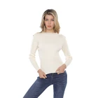 Pullover 2021 Autumn And Winter New Style Simple Two-button Shoulder Long-sleeved Round Neck Pullover Women