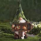 Solar Light Gnome Solar Garden Statue Classic Resin Material Solar Light Welcome Sign Garden Gnome Statues