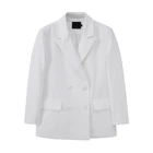 Long Suit 2021 Womens Long Blazer Double Breasted Suit Jacket Loose Oversize Coat Solid Color Formal Blazer