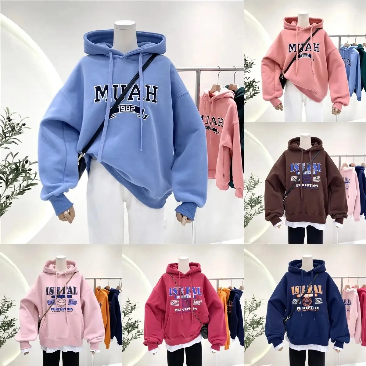 Women'S Hoodies pullover hoodie for women Grey Tapestry Polyester Sweatshirts Pink Color Block Fleece Satin Lined Hoodies Packed