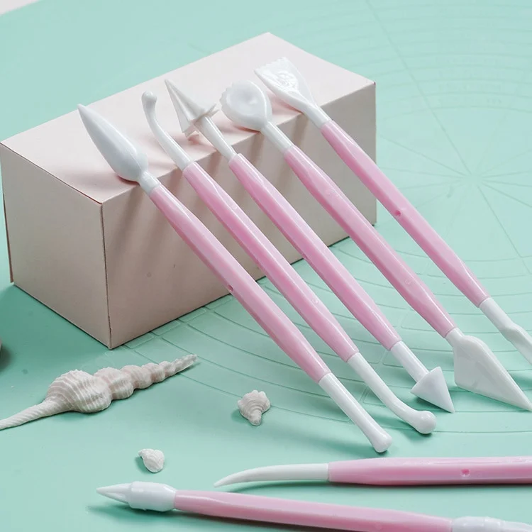 18 Pcs plastic pink kitchen baking pastes plastics clays carved pen cake decorations fondant modelling tools