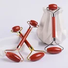Jade Red Private Label Manufacturer Gua Sha Scraping Tool Jade Roller Face Massage Red Jasper Facial Jade Roller