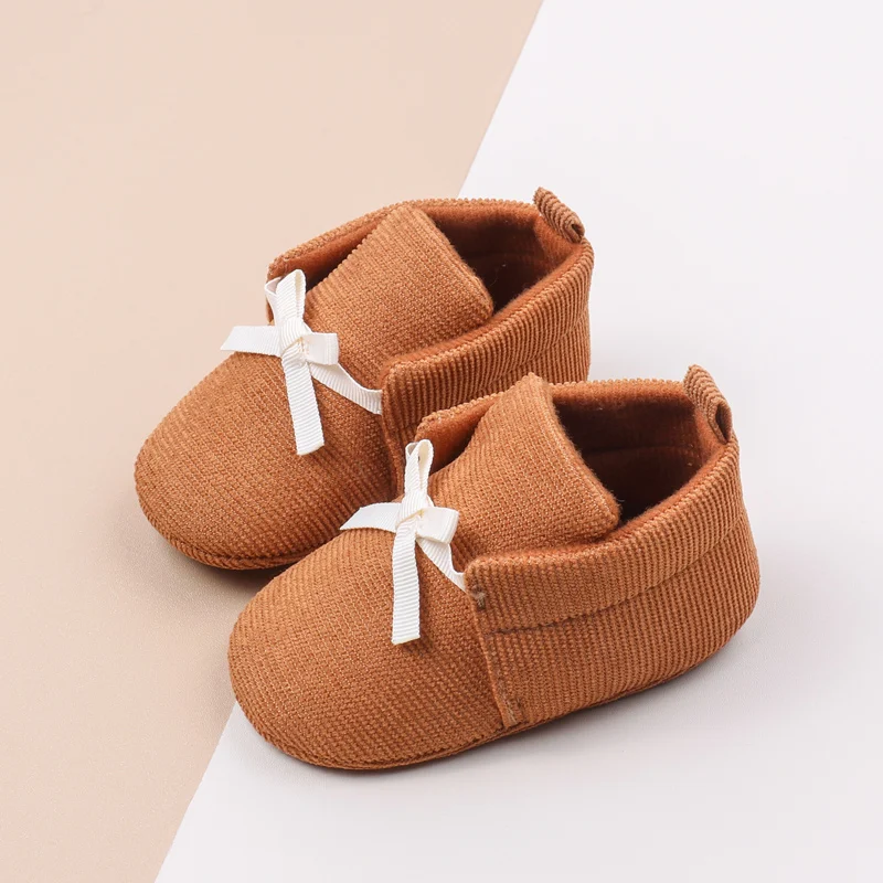 New Arrival Lace-Up Corduroy Material Soft Sole Baby Newborn Boy Shoes Spring Autumn supplier
