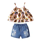 2021 Summer Kids Clothing Baby Clothes 2 Piece Sleeveless Baby Girls' Clothing Sets Soft Cotton Baby Girl Outfit