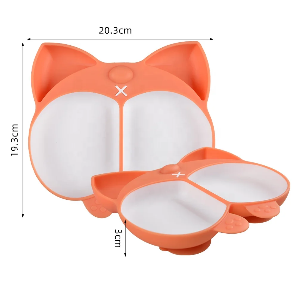 Cute design silicone bowl children's  popular corgi shape silicone plate cereal tray with non - slip design