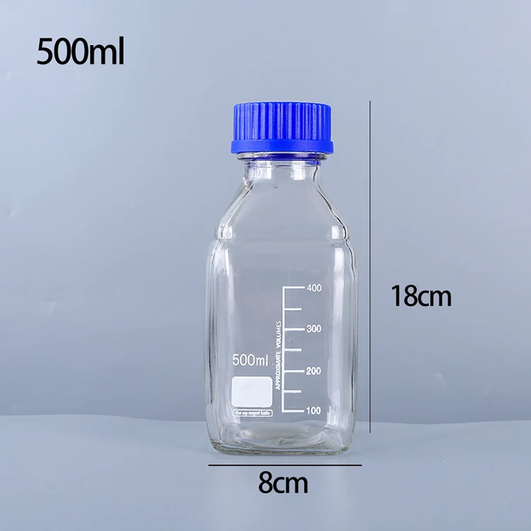 Clear Cube Reagent Bottle Laboratory Storage Bottle 500ml Glass Reagent