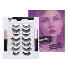 Best Eyelashes Eyelash Factory Own Brand Factory Price Best Waterproof 6 Pairs 3d Magnetic Eyelashes With Eyeliner