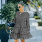 Womens Clothing 2021 Design Ladies Skater Dresses Women Long Sleeve V-Neck Floral Print Casual Dress