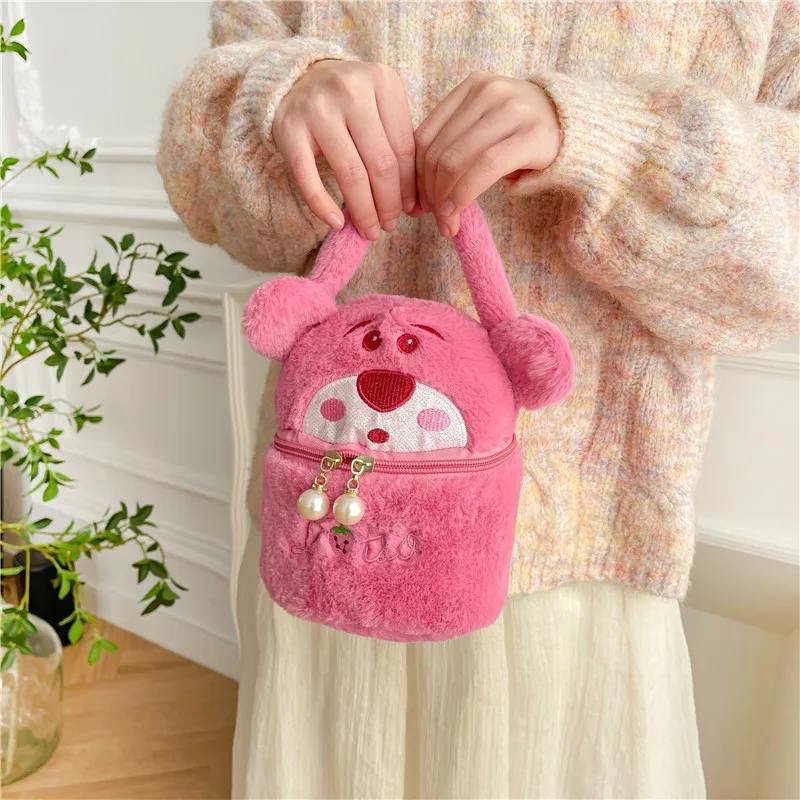 Cute Plush Makeup Pouch Women's Kawaii Kuromi Kitty Large Capacity Portable Cosmetic Bag Travel Toiletries Storage Bag