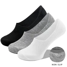 Wholesale casual cotton polyester no show socks men women invisible liner solid color low cut socks with non-slip grip