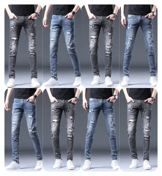 Wholesale high-quality jeans manufacturers direct summer and autumn slim straight leg casual breathable wear jeans for men