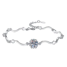 Fine Jewelry Husky supplier simple fashion Snowflake women sterling silver jewelry VVs1 Moissanite Diamond bracelet