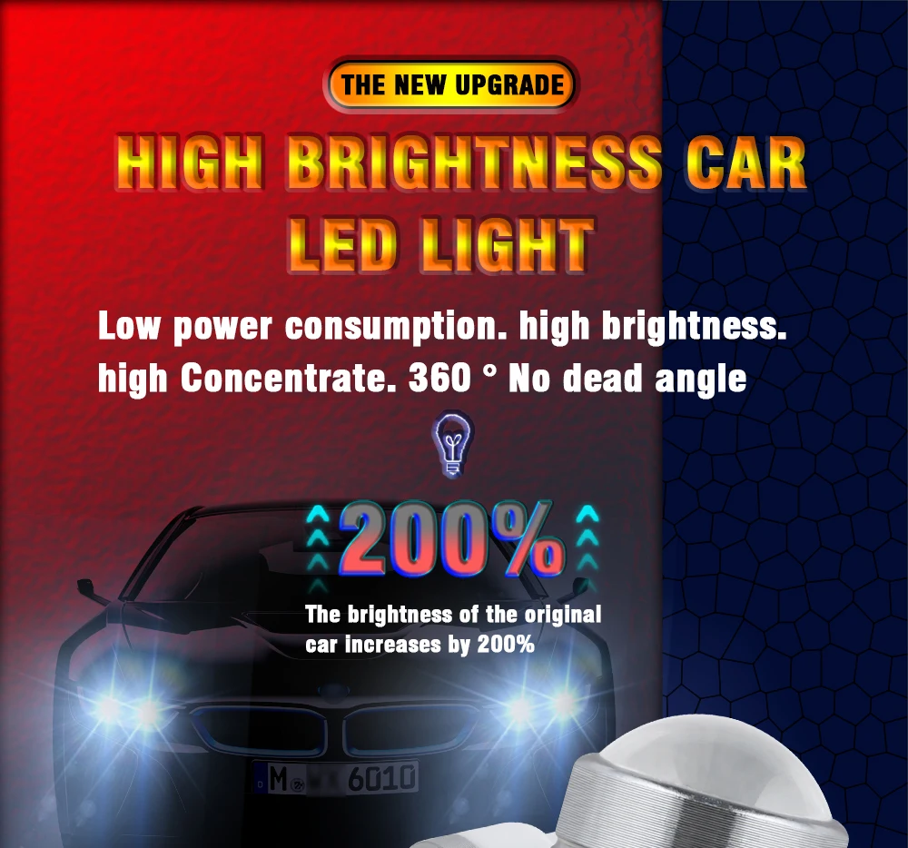 TECH-KING Auto Super bright LED White 3030 chip 10SMD 168 W5W with lens width light 12V 2W license plate light T10 decoded bulb