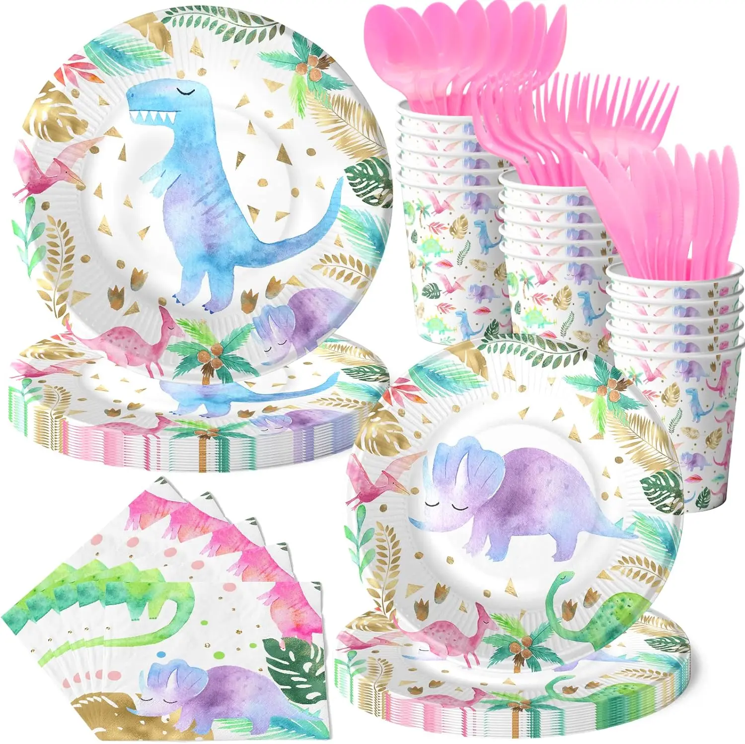 Blue Dino Theme Birthday Party Tableware Set Boys Favors Disposable Paper Plates And Cups Party Tableware