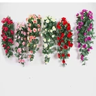 Wedding Wholesale Wall Hanging Rattan Basket Flowers Wedding Decorative Artificial Rose Flower Vines