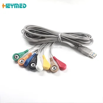 USB 3.0 connector Compatible Fukuda Denshi / Simenz /darger/mindray Ecg Cable 8 Snap Lead Wires Snap Aha
