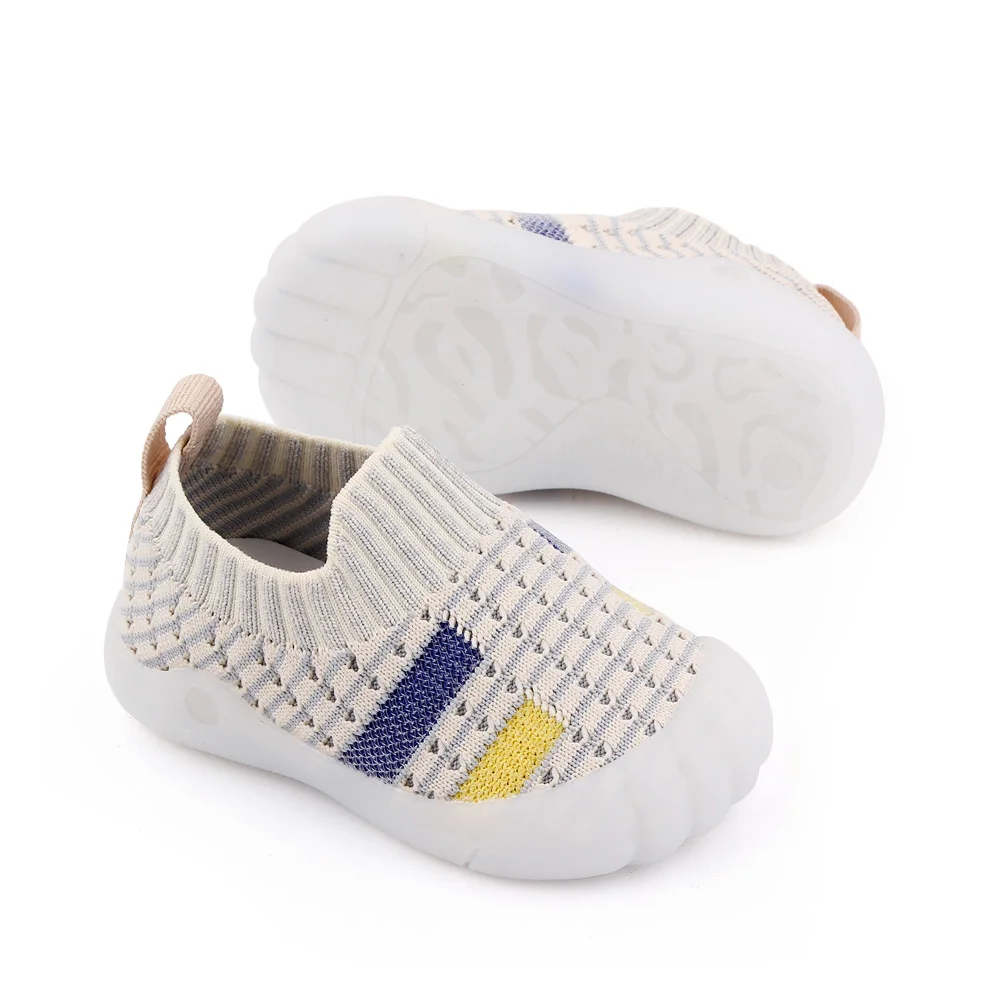 Mesh Breathable Rubber Sole Non-slip Children's Flying Woven Kids Casual Toddler Shoes manufacture