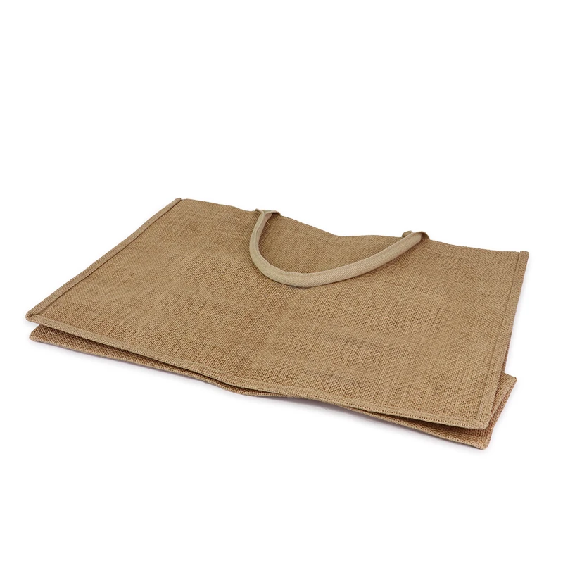 Custom Flax Shopping Bag Cheap Tote Handle Jute Bags Recycle Natural Tote Jute Shopping Bag