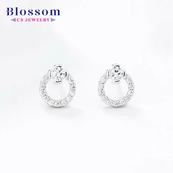 Blossom CS Jewelry Wholesale Quality Cubic Zirconia Sterling Silver 925 Simple Geometric Stud Earrings Fine Jewelry For Women