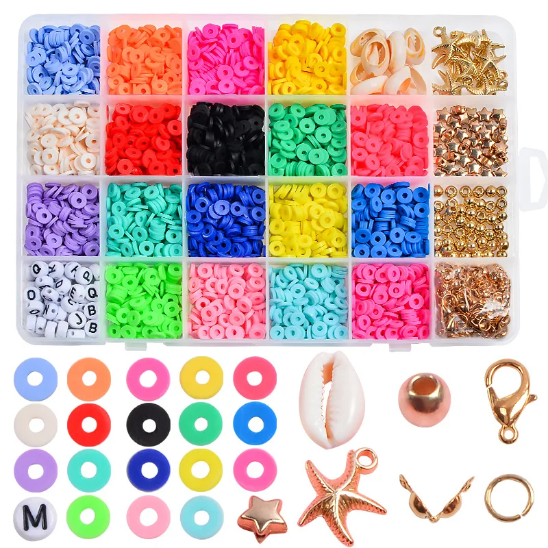 6mm Soft Pottery Beads Set Flakes Boxed Colored Discs Boho Handmade Diy Soft Pottery Slices For Jewelry Making