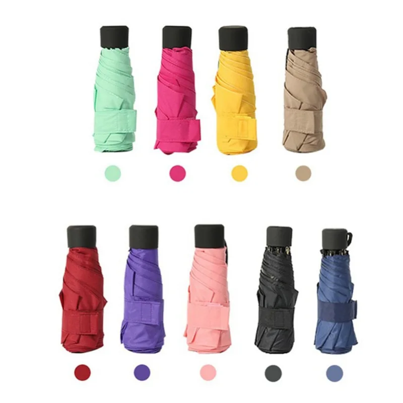 paraguas para la lluvia Cheap Custom 5 Fold umbrella Mini Uv Lightweight Pocket Small Black Umbrella With Telescopic Shaft