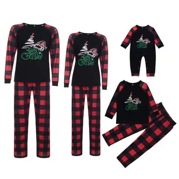 Manufacturer Fashion Raglan Sleeves Merry Christmas Pajamas Baby Cotton Child Woman Couples Matching Pajamas Sleepwear Printed
