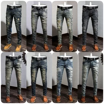 Wholesale new high quality casual fashion elastic wear-resistant work pants custom large size men's straight leg jeans