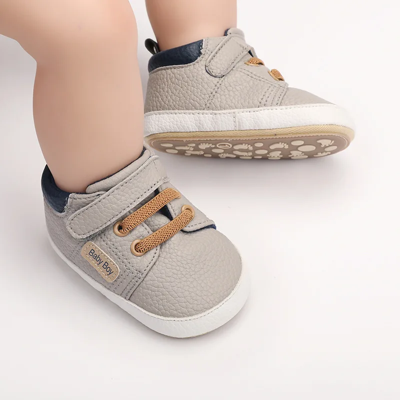 202 Hot Selling High Quality Soft TPR Anti-slip Outsole Babies Toddler Boy Shoes Prewalker Shoes for Boys manufacture