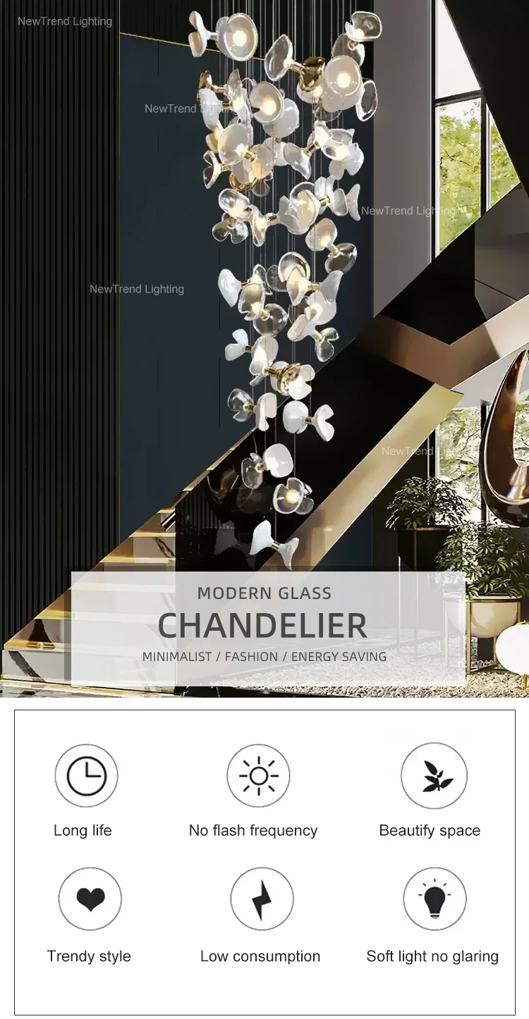 CPL-353 Contemporary Indoor Decoration Hotel Villa Staircase Custom art center Led Chandelier Light manufacture