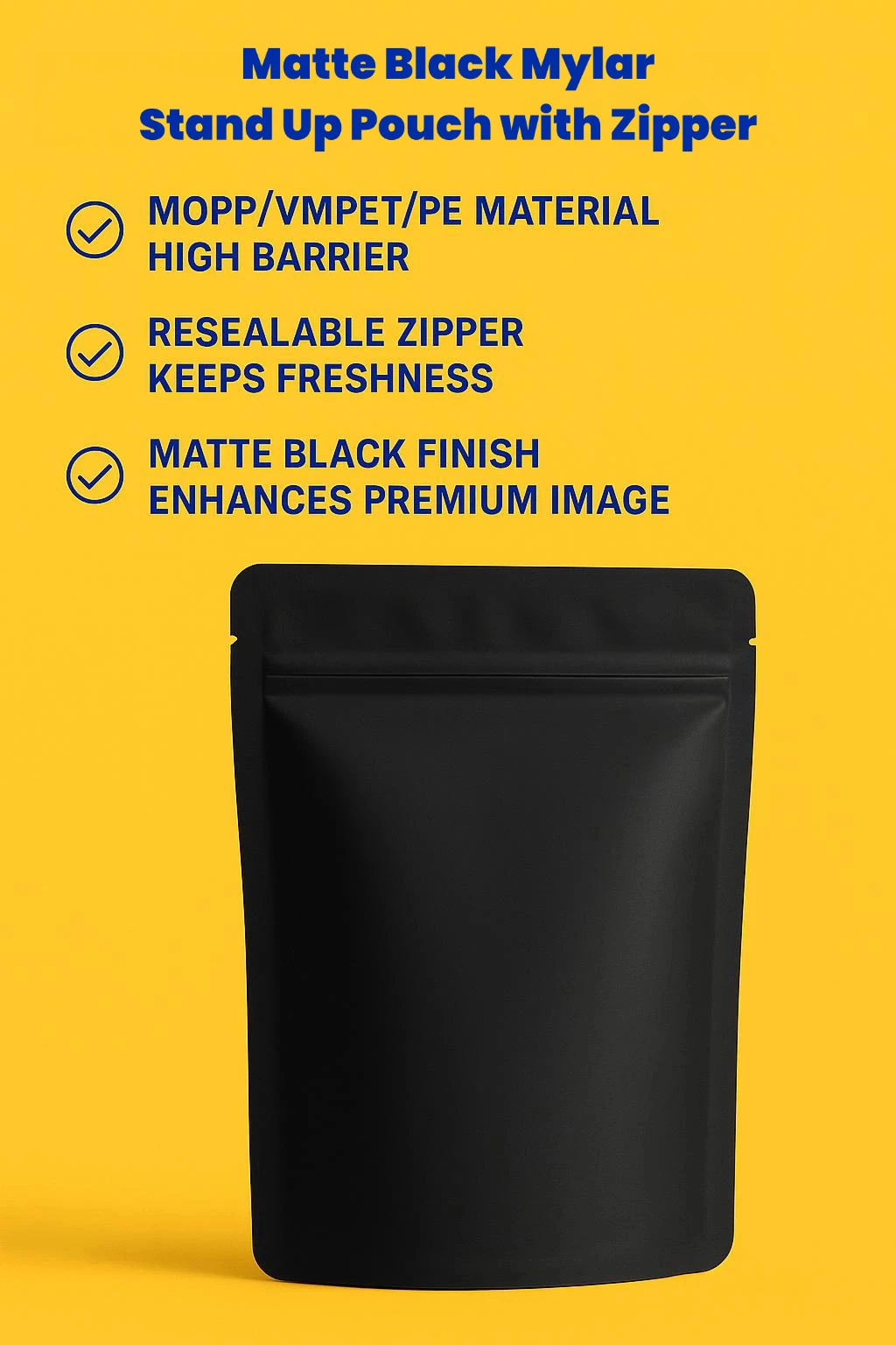 Custom Logo Hot Stamping Matte Black Stand up Pouch with Zipper for Gourmet Snack and Organic Food Packaging - detail 3
