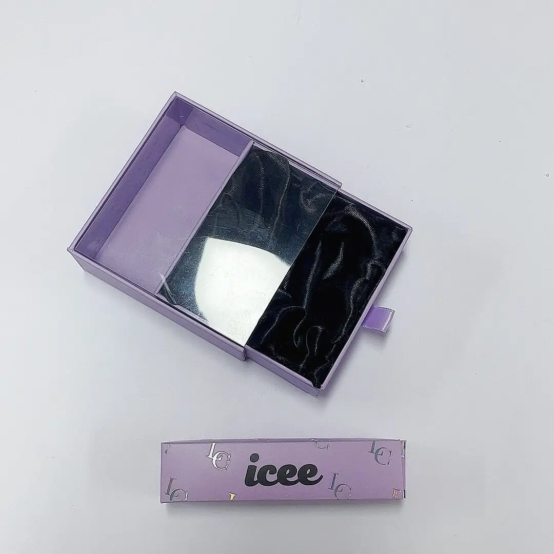 Custom Luxury Handmade Box for Jewelry Bracelets Cardboard Box with Black Satin and Purple Pull Tab supplier