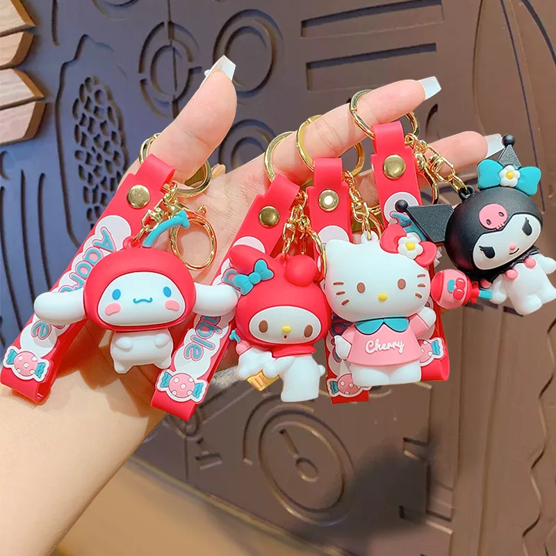 Custom Cartoon 3D Hellokity Kouromi Key Chain Cute Kawaii Keyring Wallet Accessories Silicone Rubber Sanrio Anime Keychain
