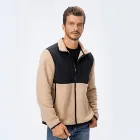 Jackets Customized Label Wholesale Polyester Mens Color Block Sherpa Fleece Jackets With Zipper Pocket