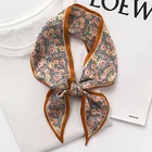 Floral Scarf Hot-selling Spring New Style Literary Floral Silk Scarf Female Clavicle Scarf Bandana Tie Bag