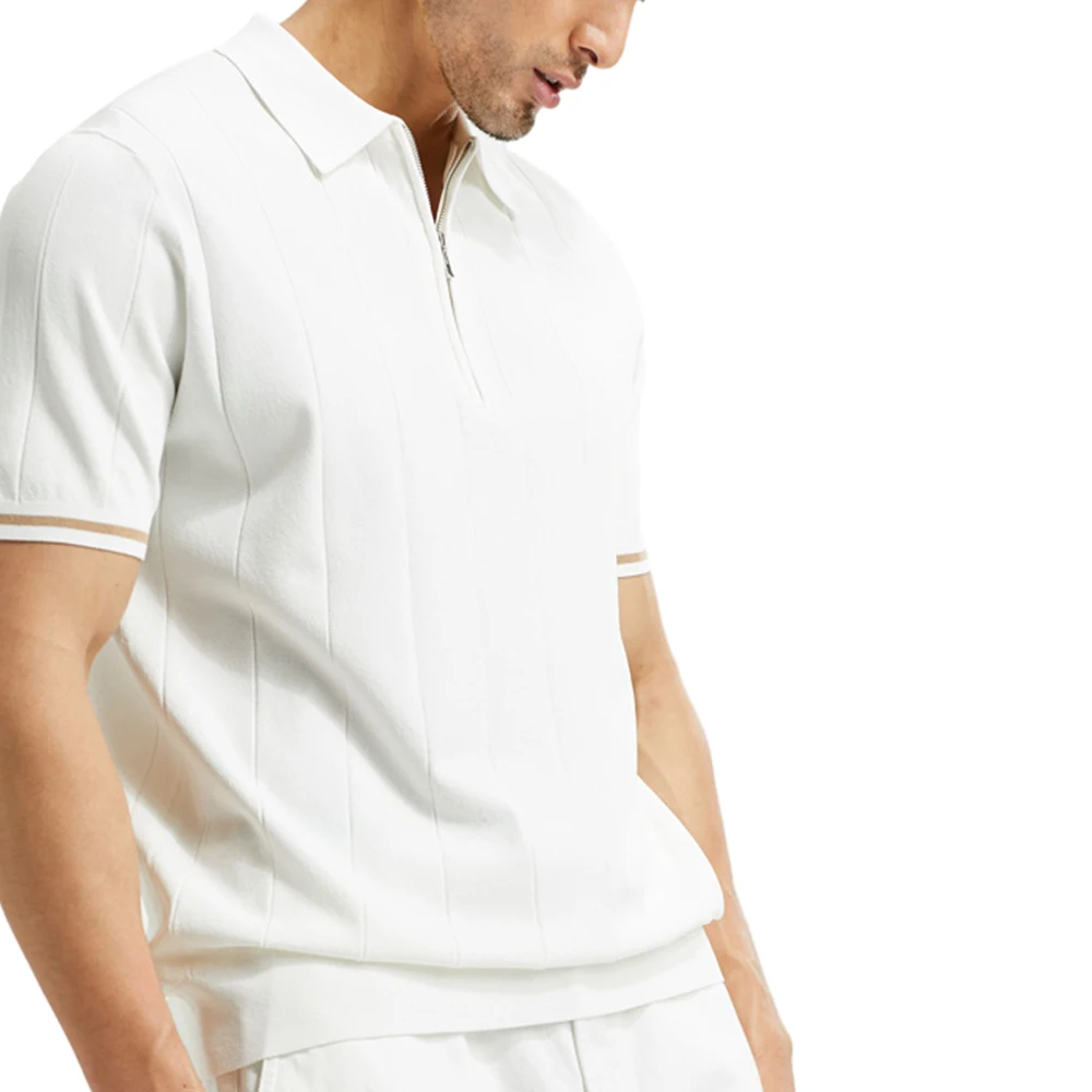 男士高品质休闲平纹拉链金特马球衫hommes定制涤棉氨纶男士套头衫拉链高尔夫马球t恤