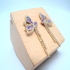 Diamond Amethyst Earrings Earrings Fashion Diamond Amethyst Butterfly Earrings Trend 925 Silver Pin Earrings