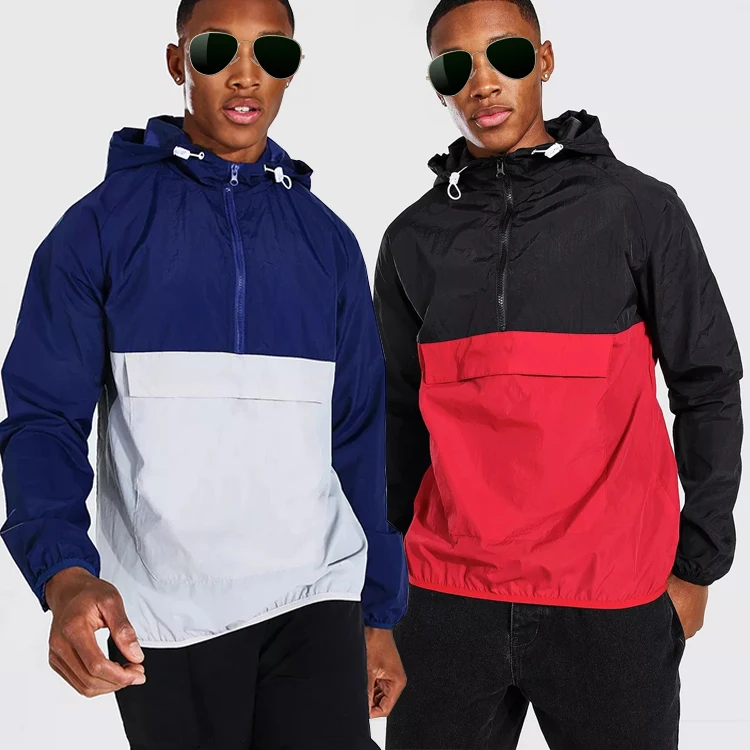 Color Block Front Pocket Cagoule Retro 
