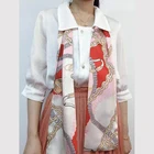 Silk Scarf OEM/ODM Service Narrow Long Satin Silk Scarf Digital Printing Ladies Handbag Ribbon Scarf